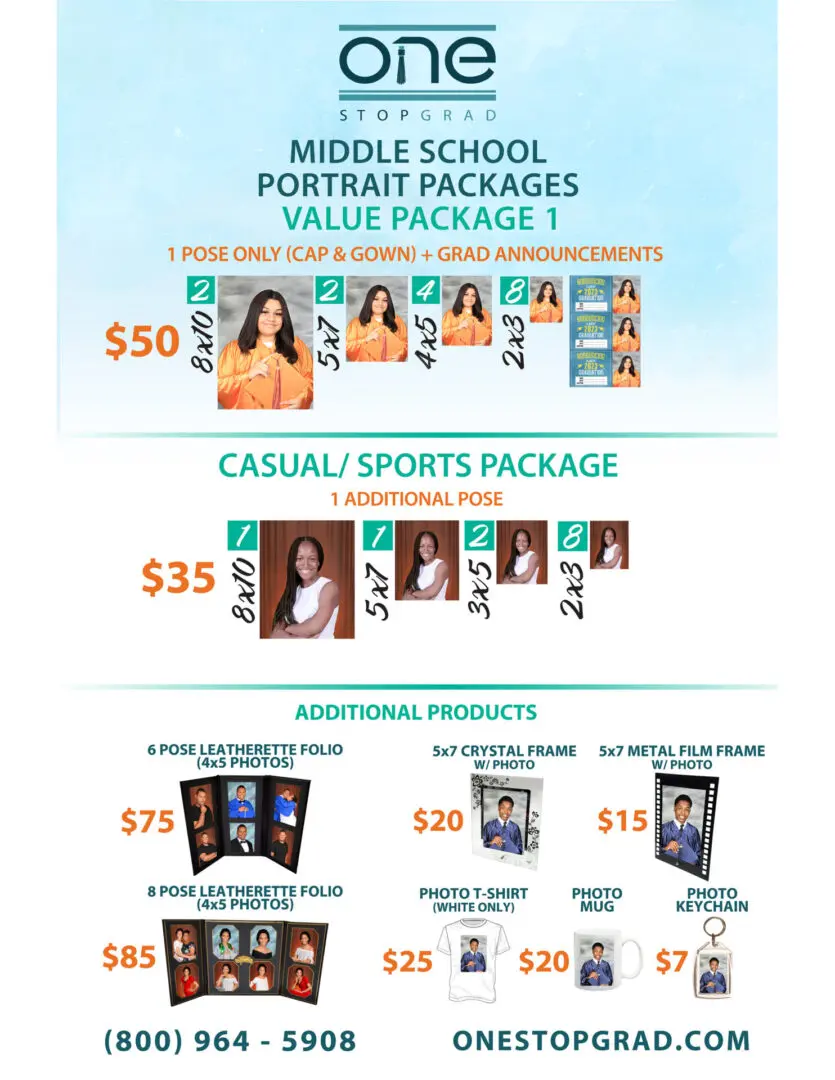 Middle School Portrait Package Pricing Flyer